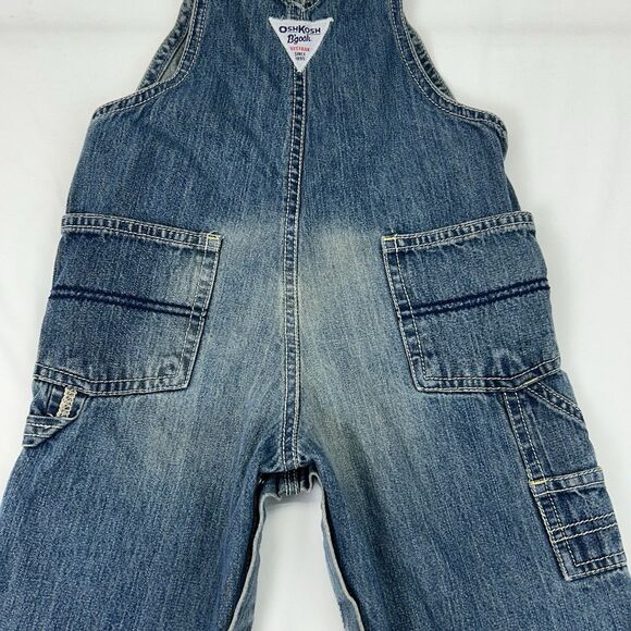 Oshkosh B’gosh Vestbak Blue Denim Overalls Size 24M Toddler Faded Snap - Picture 7 of 11